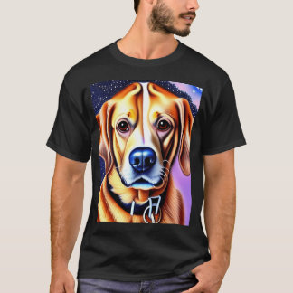 美しいゴールデンレトリバー・キャラクター オイルペインティング Tシャツ