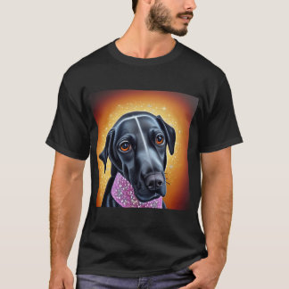 美しいゴールデンレトリバー・キャラクター オイルペインティング Tシャツ