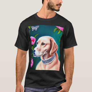 美しいゴールデンレトリバー・キャラクター オイルペインティング Tシャツ