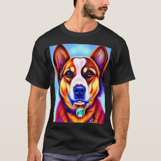 美しいゴールデンレトリバー・キャラクター オイルペインティング Tシャツ