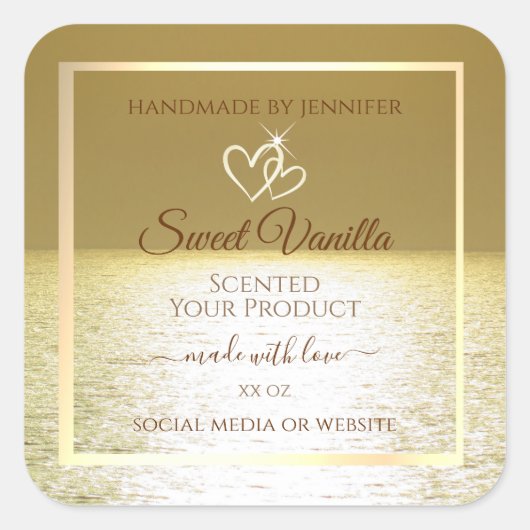 美しいゴールデン海製品の包装ラベル スクエアシール (正面)