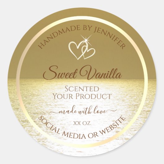 美しいゴールデン海製品の包装ラベル ラウンドシール (正面)