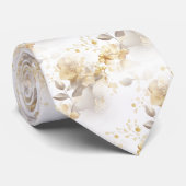 美しいゴールドとシルバーの植物の葉 ネクタイ (ロール)