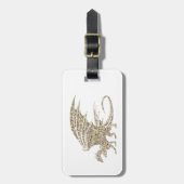 美しいゴールドのモザイクドラゴン（白背景） ラゲッジタグ (正面縦)