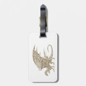美しいゴールドのモザイクドラゴン（白背景） ラゲッジタグ (裏面縦)