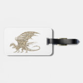 美しいゴールドのモザイクドラゴン（白背景） ラゲッジタグ (裏面横)