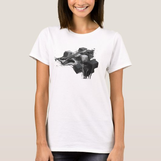 美しいゴールドの抽象キューブ トレンディーTシャツ Tシャツ (正面)