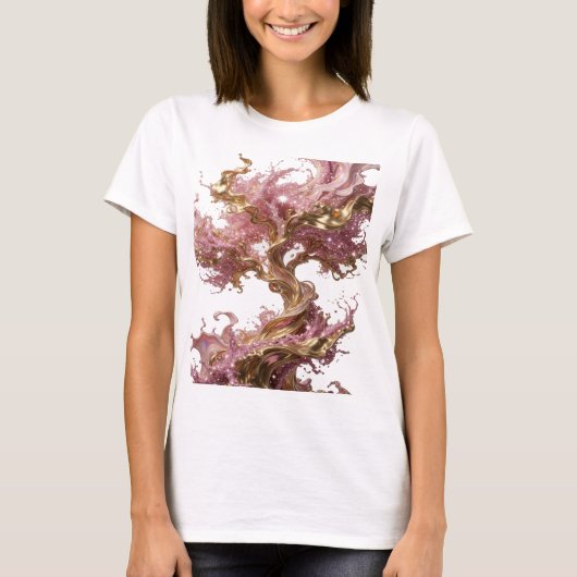 美しいゴールドの抽象芸術ステートメントTシャツ Tシャツ (正面)