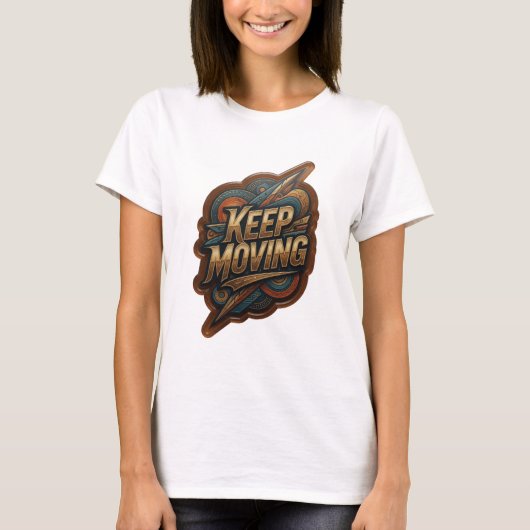 美しいゴールドのKEEP MOVING グラフィックTシャツ Tシャツ (正面)