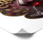 美しいゴールドのWINE REQUIREDプリント ポスター (角)