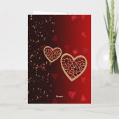 美しいゴールドハートのバレンタインカード（赤のグラデーション） シーズンカード (裏面)