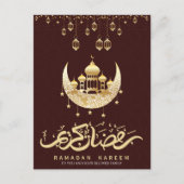 美しいゴールドフォイルハッピーラマダンカレム シーズンポストカード (正面)