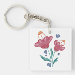 美しいサイケデリック花 キーホルダー