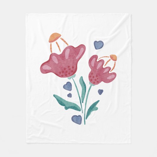 美しいサイケデリック花 フリースブランケット (正面)