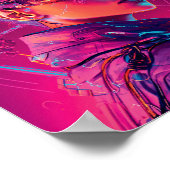 美しいサイバーガール合成波クール女性ポートレート ポスター (角)