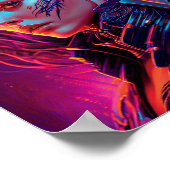 美しいサイバーガール合成波クール女性ポートレート ポスター (角)