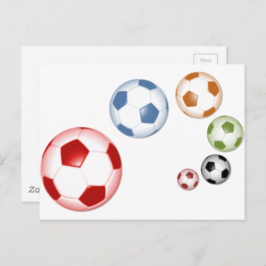 美しいサッカーまたはサッカーボールのセット ポストカード (正面/裏面)