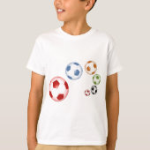 美しいサッカーまたはサッカーボールのセット Tシャツ (正面)