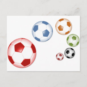 美しいサッカーボールやフットボールのセット ポストカード