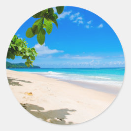 美しいサニートロピカルビーチ写真 ラウンドシール