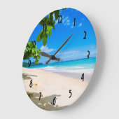 美しいサニートロピカルビーチ写真 ラージ壁時計 (傾斜)