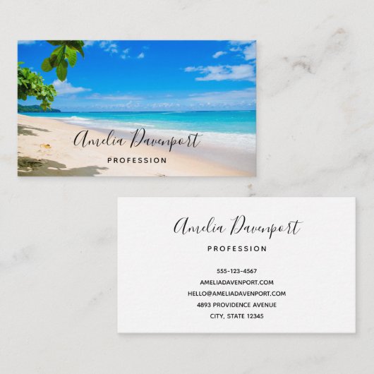 美しいサニートロピカルビーチ写真 名刺 (正面/裏面)