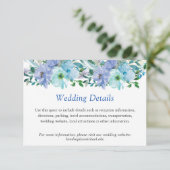 美しいサファイアブルーの花の結婚式詳細情報 エンクロージャーカード (スタンド正面)