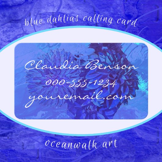 美しいサファイアブルーダリアフラワー 名刺