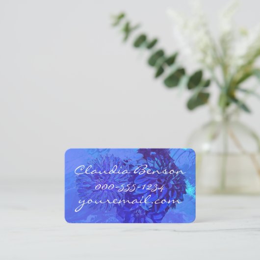 美しいサファイアブルーダリアフラワー 名刺 (スタンド正面)