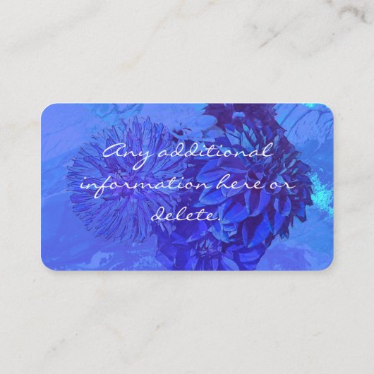 美しいサファイアブルーダリアフラワー 名刺 (裏面)