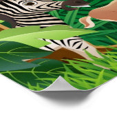 美しいサファリの動物の漫画のポスター ポスター (角)