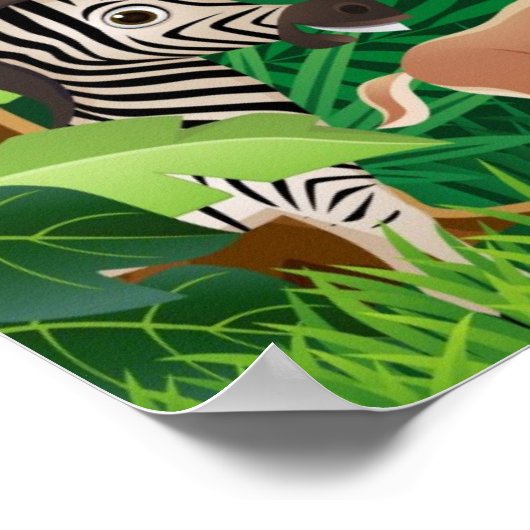 美しいサファリの動物の漫画のポスター ポスター (角)