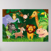 美しいサファリの動物の漫画のポスター ポスター (正面)