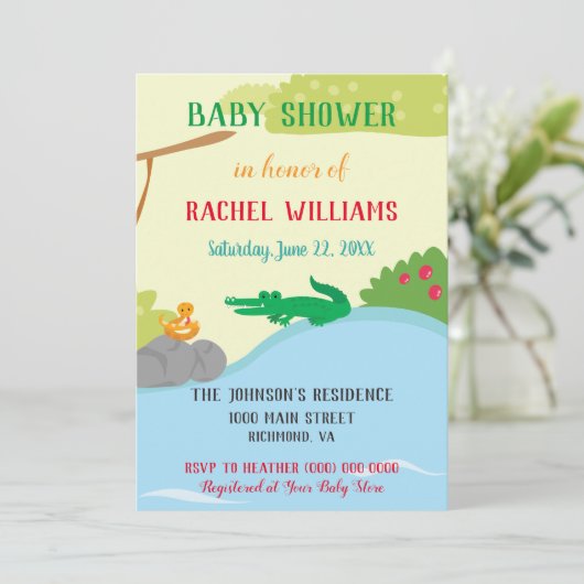 美しいサファリの赤ちゃんシャワー 招待状 (スタンド正面)