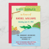 美しいサファリの赤ちゃんシャワー 招待状 (正面/裏面)