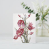 美しいサボテンの開花の水彩画の芸術 ポストカード (スタンド正面)