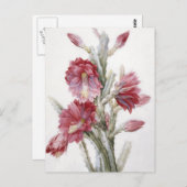 美しいサボテンの開花の水彩画の芸術 ポストカード (正面/裏面)