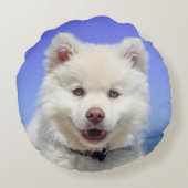 美しいサモエド犬 ラウンドクッション (裏面)