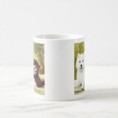 美しいサモエード&イングリッシュシェパップス コーヒーマグカップ (中央)