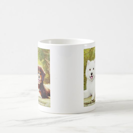 美しいサモエード&イングリッシュシェパップス コーヒーマグカップ (中央)