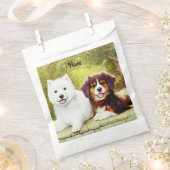 美しいサモエード&イングリッシュシェパップス フェイバーバッグ (クリップ留めされた状態)