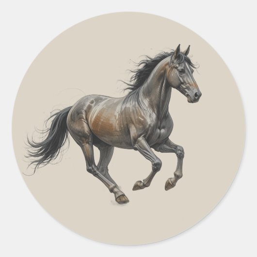 美しいサラブレッドの愛 馬 アート ラウンドシール (正面)