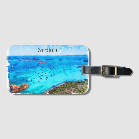 美しいサルデーニアイタリア地中海のの風景 ラゲッジタグ (正面横)