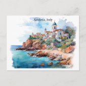 美しいサルデーニアイタリア水彩旅行 ポストカード (正面)