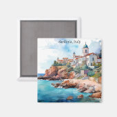 美しいサルデーニアイタリア水彩旅行 マグネット (正面/裏面)