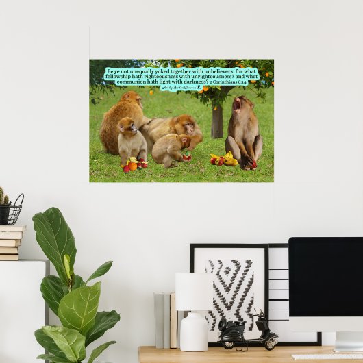美しいサル聖なる書物、 経典2コリント6:14 ポスター (ホームオフィス)