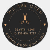 美しいサロンの名前とロゴブックの訪問 ラウンドシール (正面)