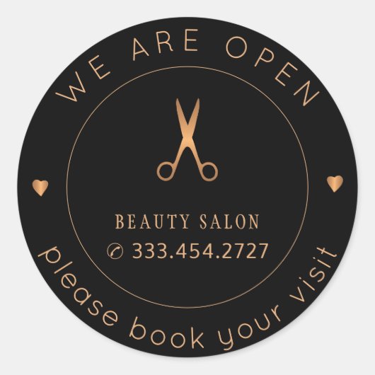 美しいサロンの名前とロゴブックの訪問 ラウンドシール (正面)