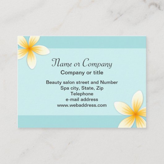 美しいサロンまたはスパ名刺-アクアブルー 名刺 (裏面)