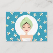 美しいサロンまたはスパ名刺-ティール（緑がかった色）青 名刺 (正面)